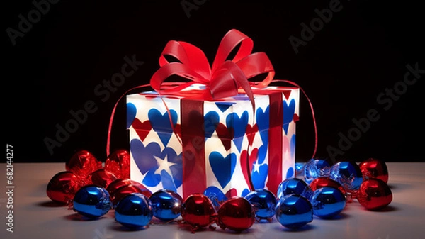 Obraz ハート模様のギフトボックス