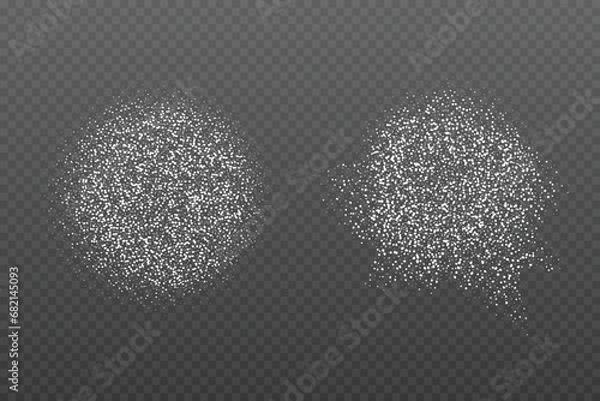 Fototapeta Realistic Powder sugar or salt texture, particles. Vector illustration isolated on dark grey background