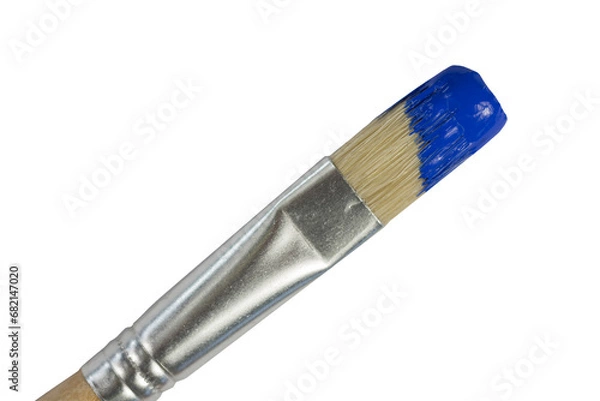 Fototapeta Digital png illustration of paintbrush with blue paint on transparent background