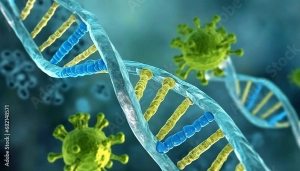 Obraz ウイルスに侵された細胞　イラスト