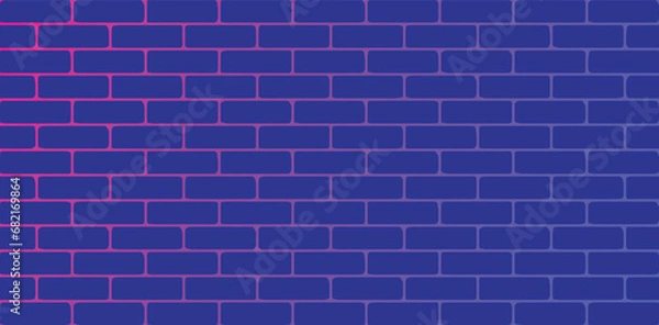 Fototapeta Exposed brick wall cyberpunk background gradient pink and blue color vector design illustration