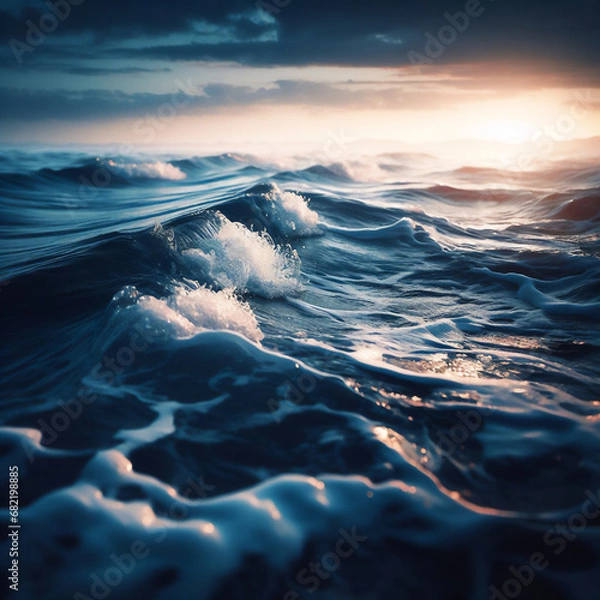 Obraz Dramatic Seascape · Ocean Waves at Sunset