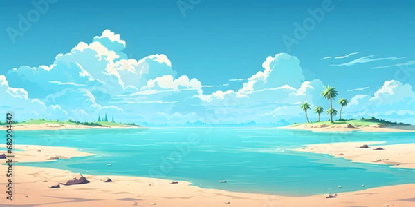 Fototapeta Island beach landscape vector background