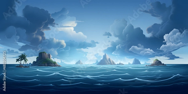 Fototapeta Stormy islands vector background