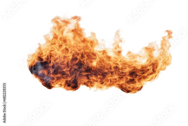 Fototapeta a high quality stock photograph of a single fire flame isolated on a white background