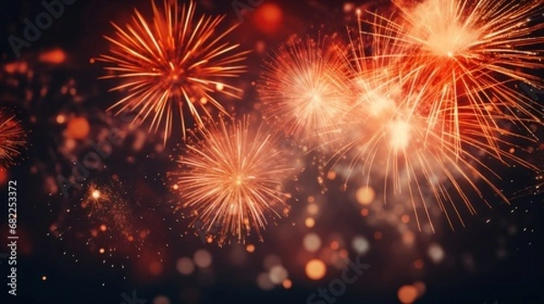 Fototapeta fireworks exploding in the air, with a black background