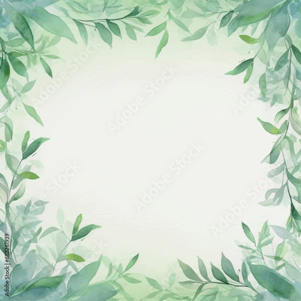 Fototapeta watercolor frame with leaves