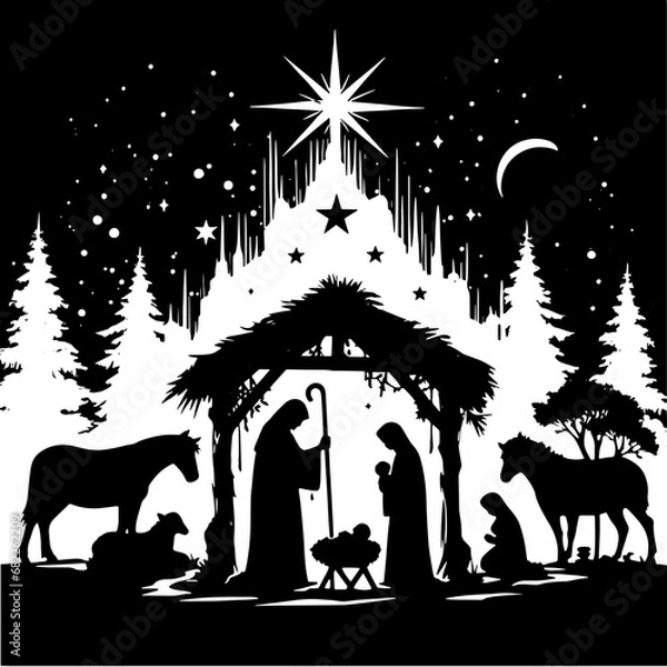 Obraz Nativity Silhouette Scene