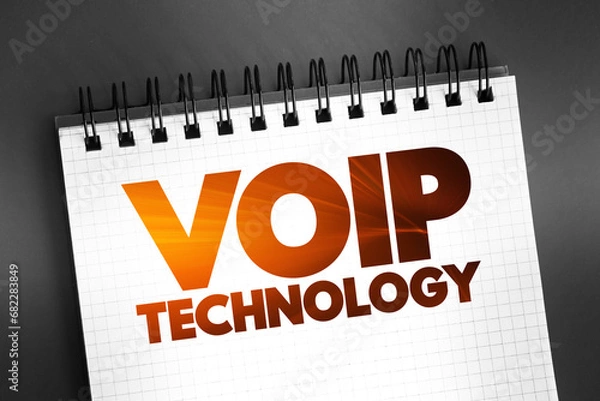 Fototapeta Voip Technology - make voice calls using a broadband Internet connection, text on notepad, concept background