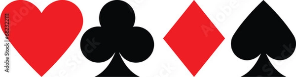 Fototapeta Playing card suits icon and logo. Element of gambling vector icon and logo. Set of vector poker card illustration symbols isolated on white background