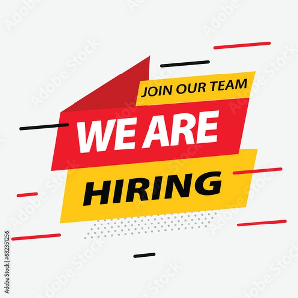 Obraz We're Hiring Join Our Team, Flat Style Red, isolated vector
