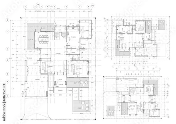 Obraz Write a blueprint architecture for building.