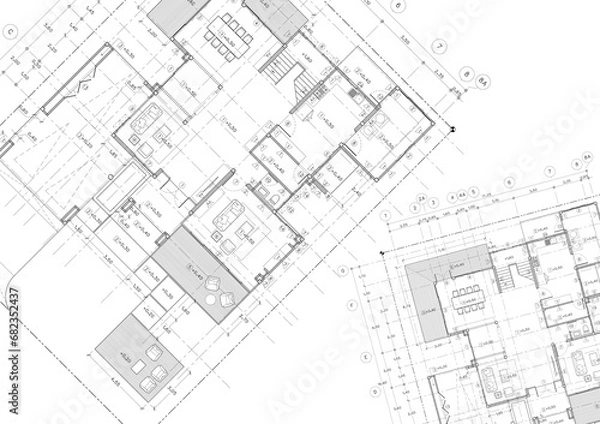 Obraz Write a blueprint architecture for building.