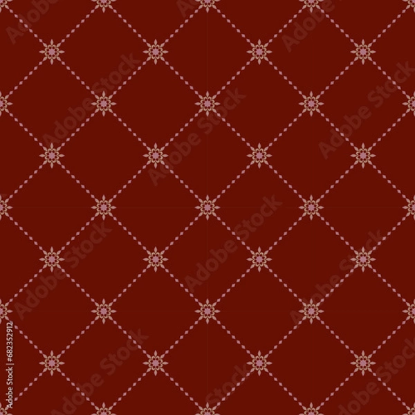 Fototapeta Diagonal cross-grid pattern, repeat and seamless, geometric and floral element for textile, tile, wallpaper or wrapping