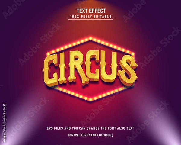 Obraz Circus show, editable text effect template, retro vintage font style