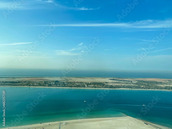 Fototapeta Incredible aerial view of Abu Dhabi Corniche road and beach