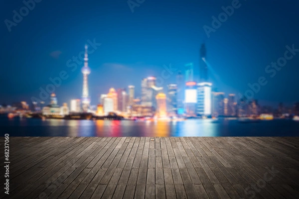 Fototapeta dreamlike city background of shanghai skyline cityscape