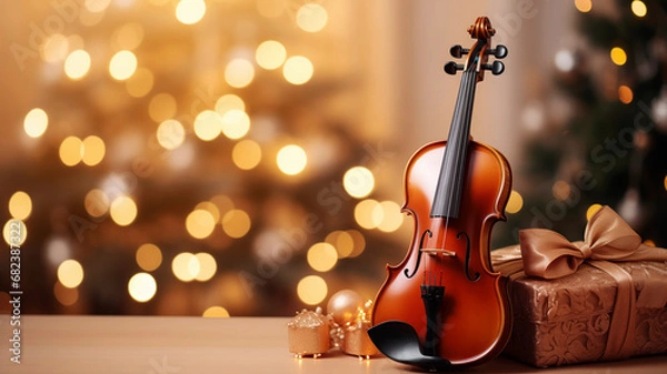Obraz violin with christmas background