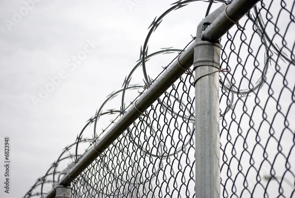 Fototapeta Razor wire fence