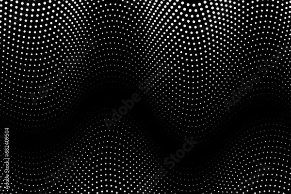 Fototapeta White dot wavy effect abstract background template for web and print design_	