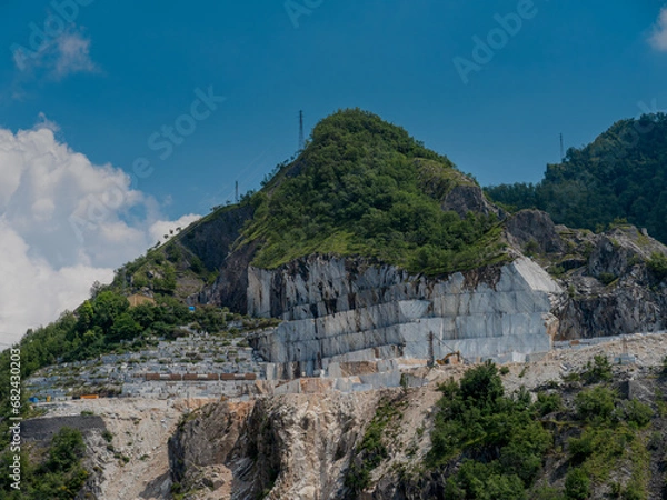 Obraz Large blocks of marble in one of the quarries near Carrara, Italy