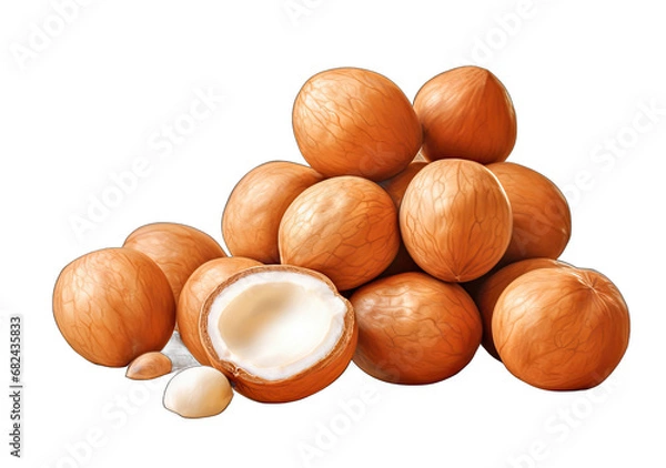 Fototapeta the Nutty Code: Beautiful Nuts on a Clear Canvas