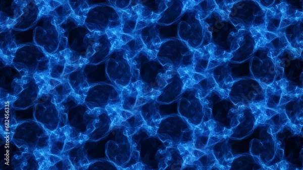 Obraz Neon ornament energy background. Pattern of random particles, molecules. Space flower design. Glowing bundle energy. Music track. Hypnosis pattern. Poster presentations, technology, business.