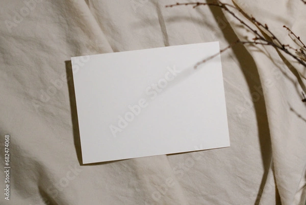 Fototapeta Neutral Mockup Card In Minimalistic