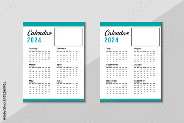 Fototapeta Wall Calendar Design 2024. Minimal Design with image