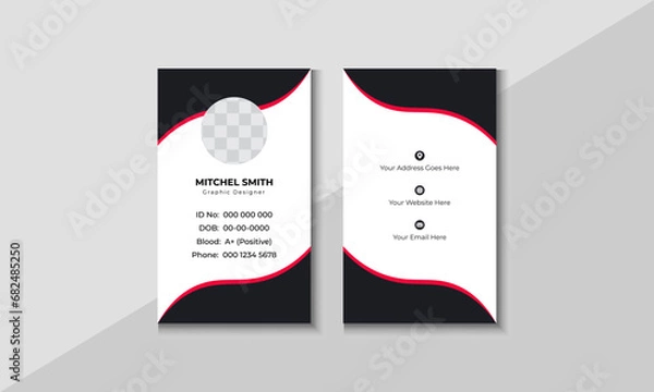 Fototapeta Minimalistic modern and creative id card design template. Office employee Id card.