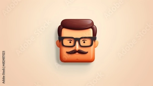 Fototapeta Square icon for applications or avatar. Cute person concept. Idea for design and presentations