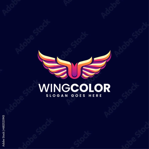 Fototapeta Vector Logo Illustration Wings Color Gradient Colorful Style