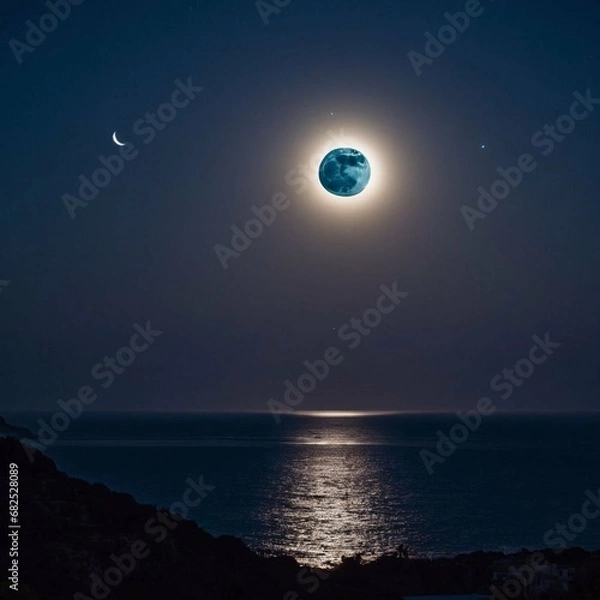 Obraz moon over sea