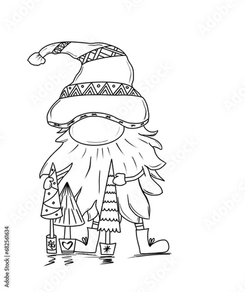 Obraz Christmas gnome doodle , dwarf