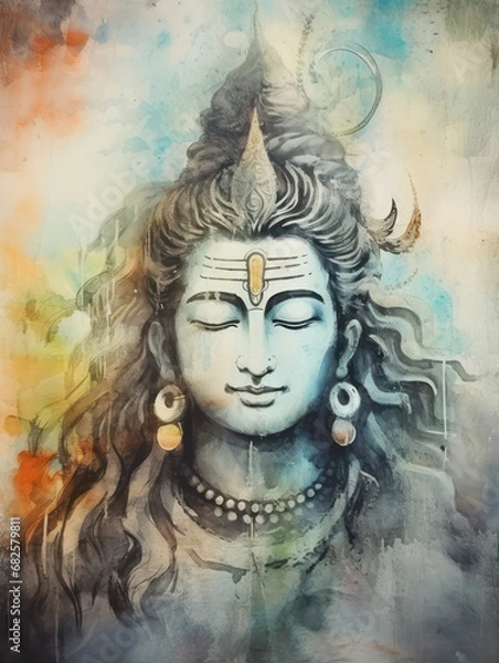 Obraz Lord Shiva Statue Painting Artwork, Generative AI