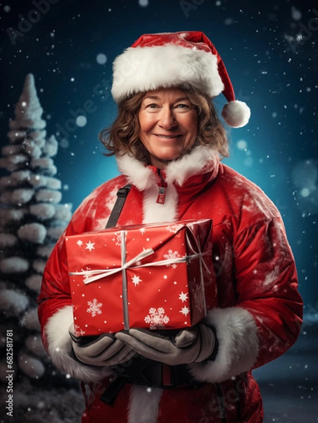 Obraz Mrs. Claus is offering a gift