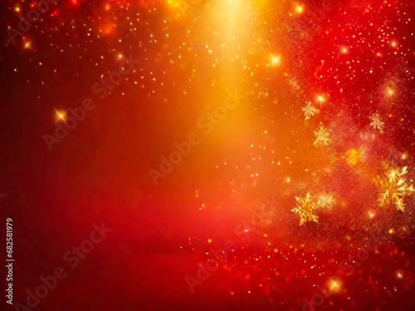 Fototapeta Red and golden Christmas background, copy space available