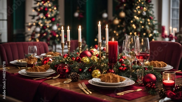 Obraz Yuletide Feast: A Christmas Table Setting