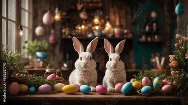 Obraz Whimsical Easter Bunny Scene