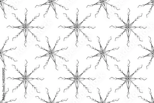 Fototapeta Seamless pattern of figured snowflakes. Design concept for Christmas or New Year background texture