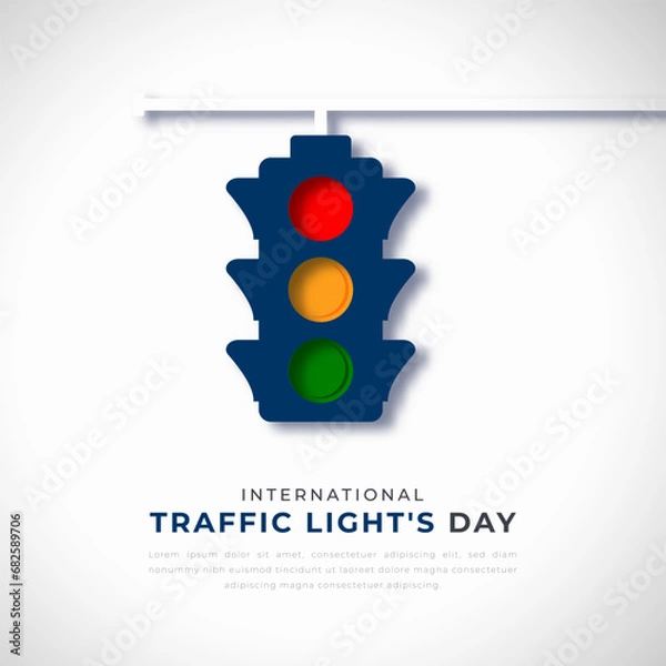 Obraz International Traffic Light's Day Paper cut style Vector Design Illustration for Background, Poster, Banner, Advertising, Greeting Card