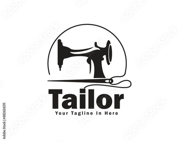 Obraz tailor custom garment service Logo design vector template illustration inspiration