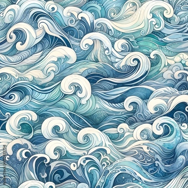 Fototapeta texture watercolor patterns ocean waves