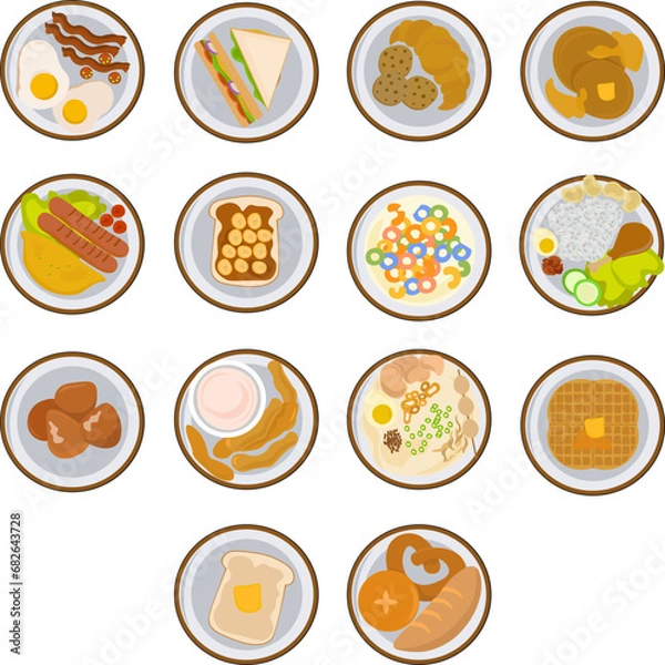 Fototapeta Breakfast Menu Illustration Set