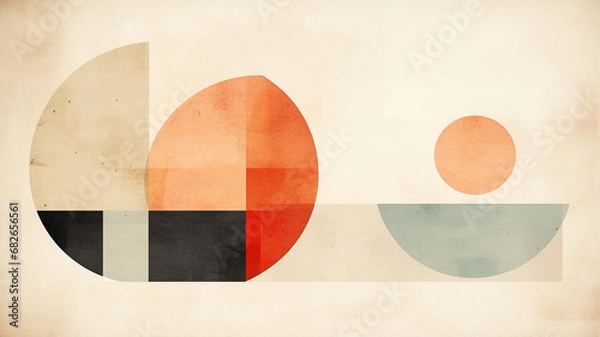 Obraz Minimal geometric shape illustration. Mid-Century Modern Art with Water
