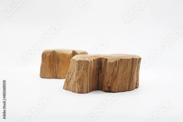 Fototapeta 木の幹のステージ（白背景）