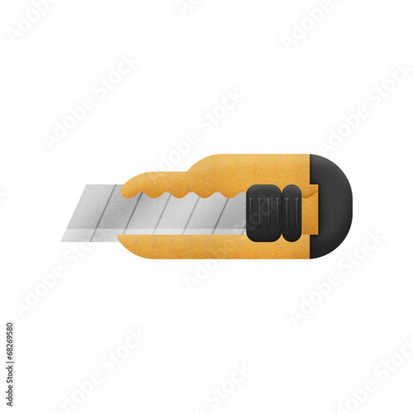 Fototapeta cute cartoon of yellow box cutter isolated is knife for cut to p