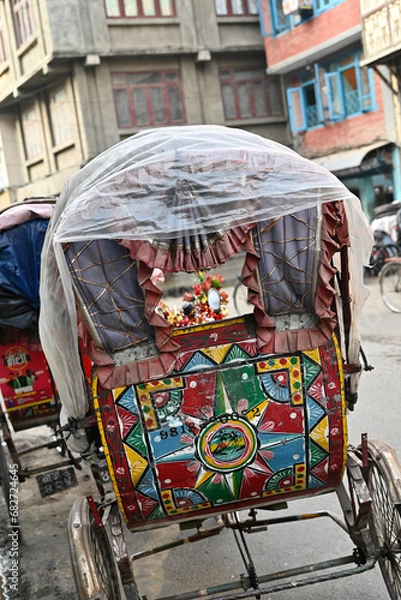 Fototapeta ネパールやインドで幅広く使われるリキシャという乗り物の写真