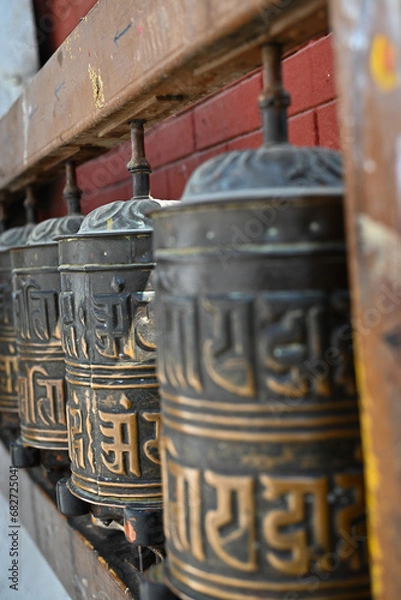 Obraz チベット仏教圏で使用されるマニ車の写真