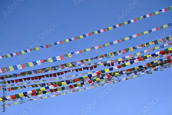 Fototapeta チベット仏教圏で見られるタルチョという五色の旗の写真